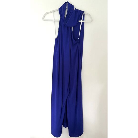 NWT Halston Kali Iris Blue Draped Asymmetric Cocktail Dress Sleeveless Chic 4 - Picture 2 of 7